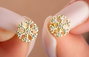 Heliophilia Silver Pendientes de Plata de Ley 925 con Baño de Oro y Circón